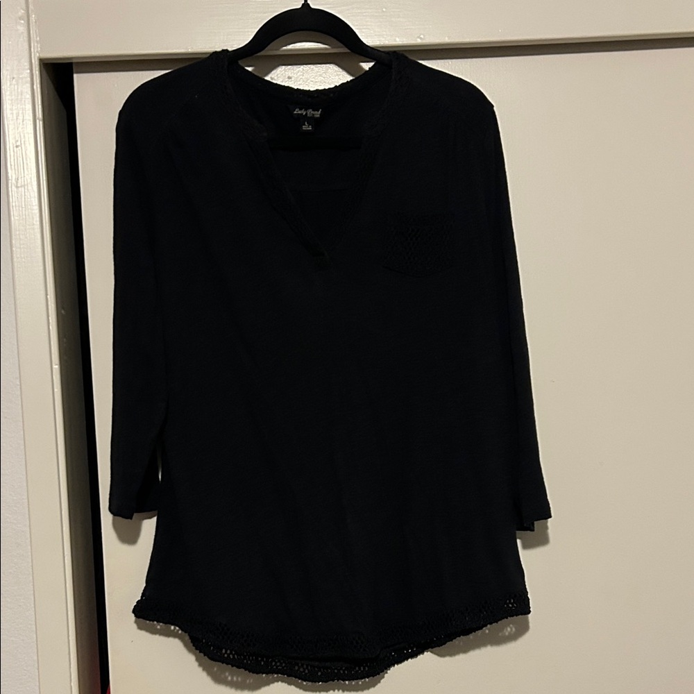 Lucky Brand Black Long Sleeve Tee